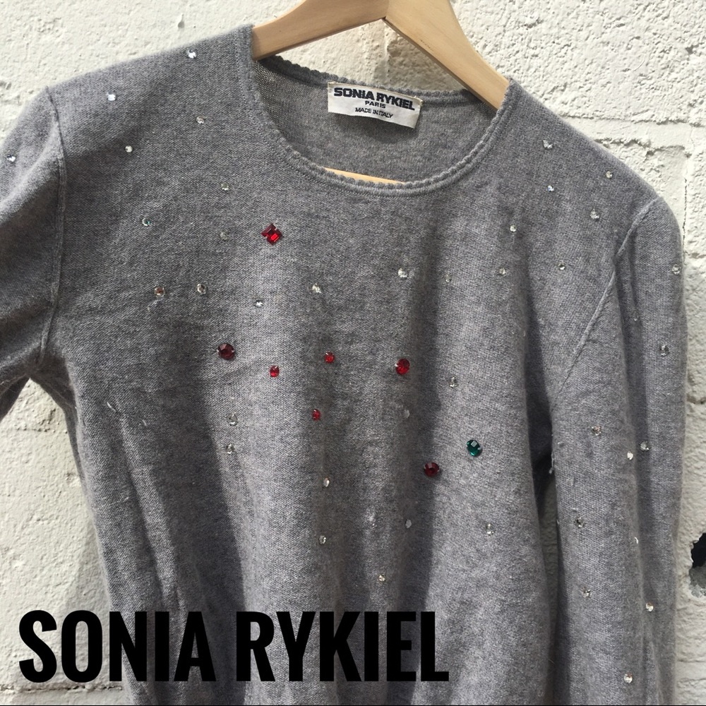 Bejeweled ribbed neck sweater Sonia Rykiel
